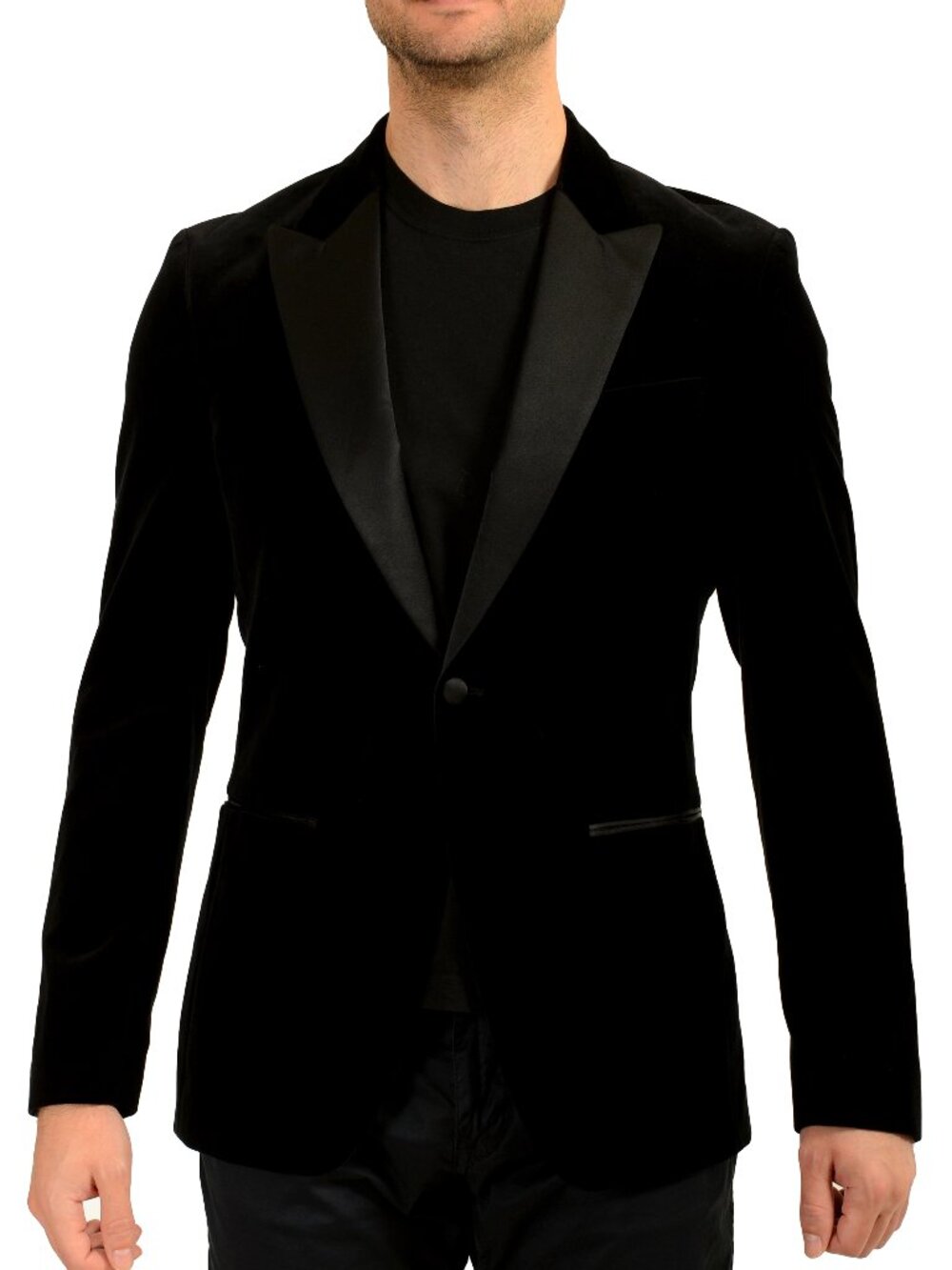 Hugo Boss Men's H-Hutson-Tux-231 Slim Fit Black Velour Tux Blazer US 38L IT 48L